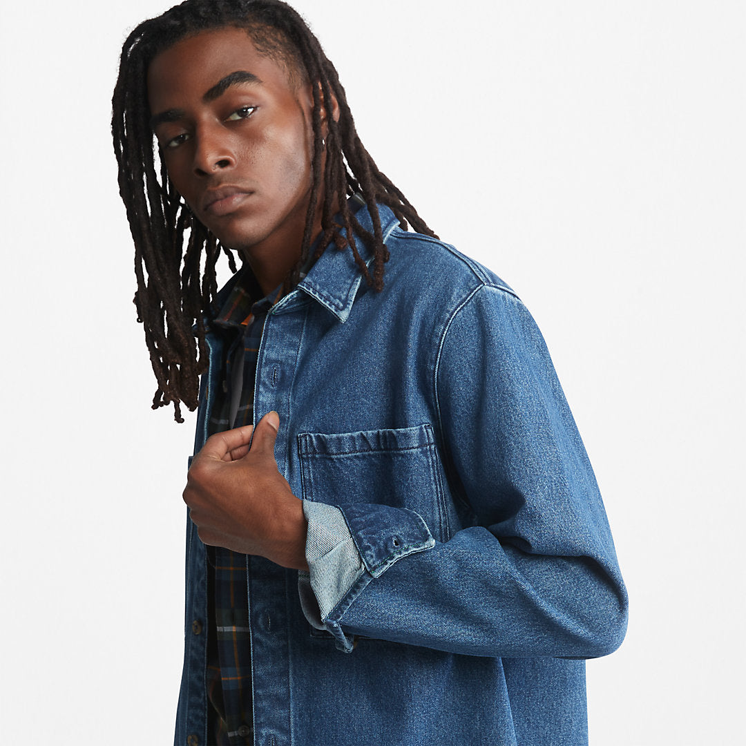 Timberland Premium - Outdoor Heritage Denim EK+ Overshirt for Men in Light Blue