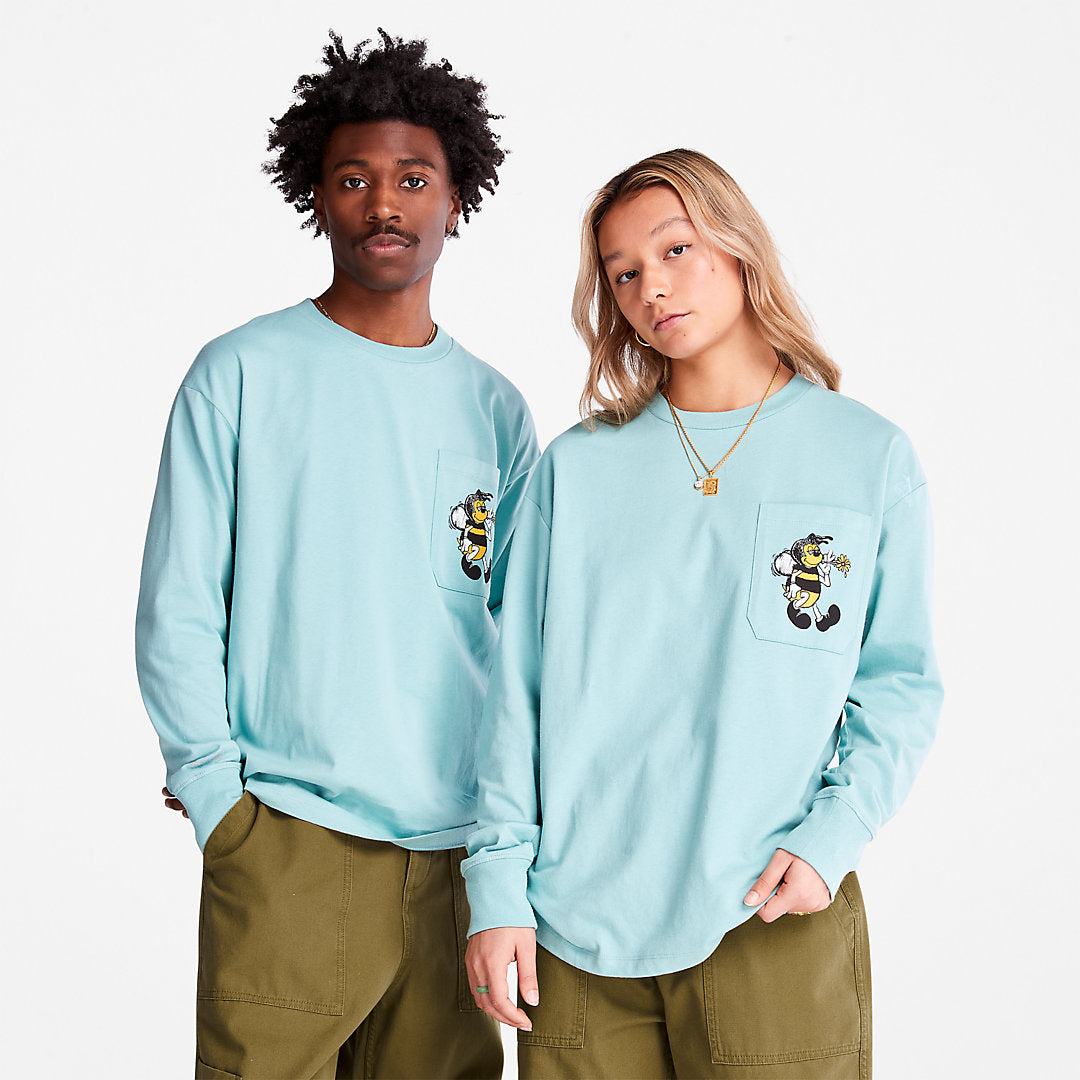 Timberland Classic - Bee Line x Timberland® Back-graphic Long-sleeved T-Shirt in Blue
