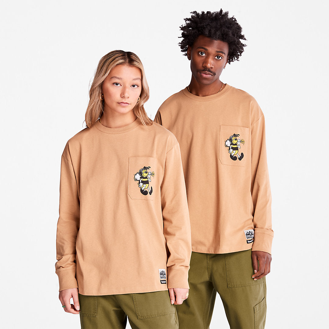 Timberland Trusted - Bee Line x Timberland® Back-graphic Long-sleeved T-Shirt in Brown