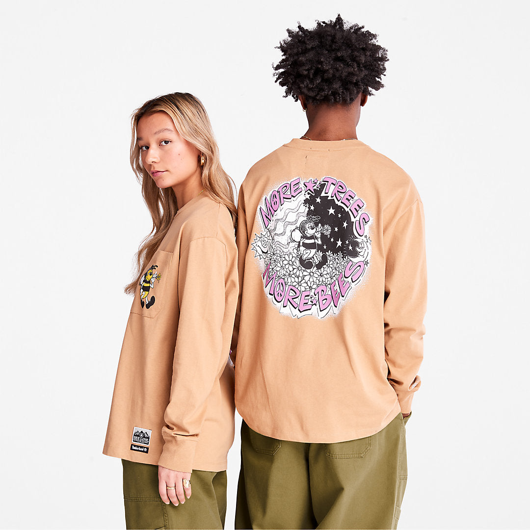 Timberland Trusted - Bee Line x Timberland® Back-graphic Long-sleeved T-Shirt in Brown