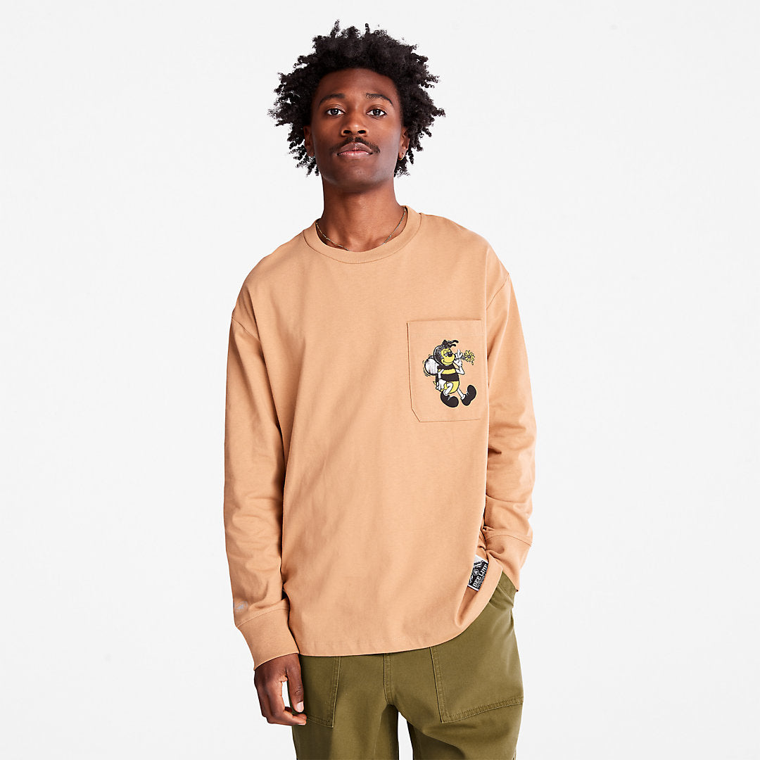 Timberland Trusted - Bee Line x Timberland® Back-graphic Long-sleeved T-Shirt in Brown