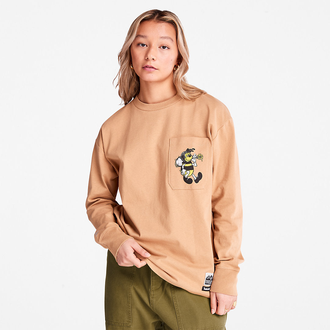 Timberland Trusted - Bee Line x Timberland® Back-graphic Long-sleeved T-Shirt in Brown